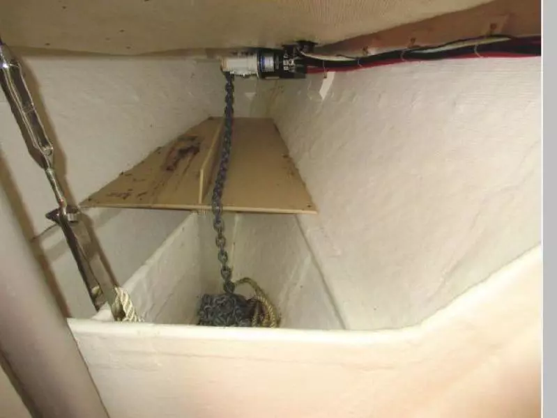 Forepeak locker from shower area