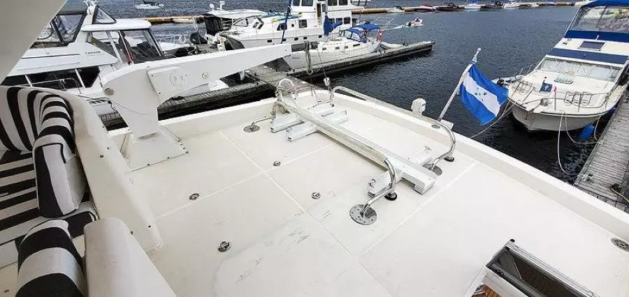 58' West Bay flybridge tender deck