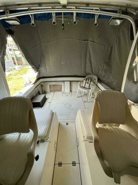 NorthCoast helm seats on engine boxes and aft cockpit