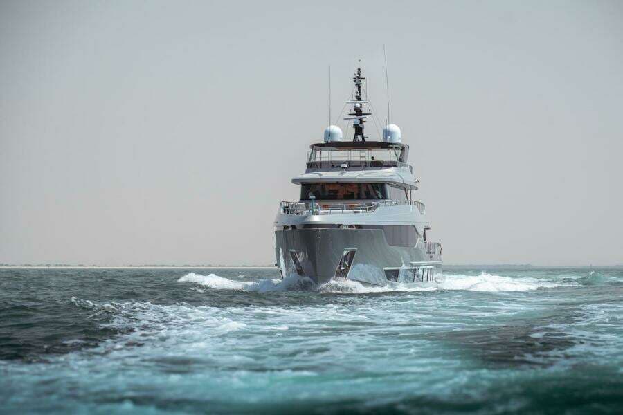 Majesty 120 yacht cruising on open water, 2025 model.