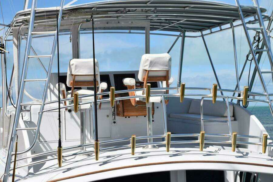 Flybridge With Rod Storage On Aft Railings