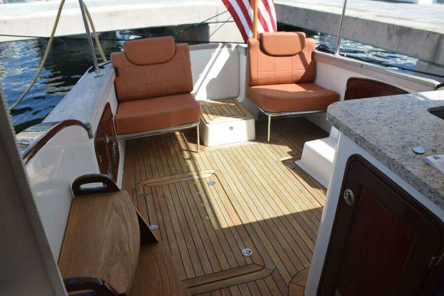 Cockpit View Aft from Helm Deck Granite Counter  