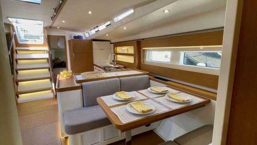 2020 Beneteau First 53 salon table set for 4
