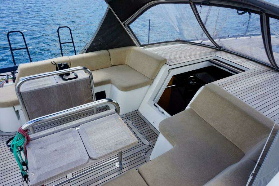 2020 Beneteau First 53 cockpit seating and table