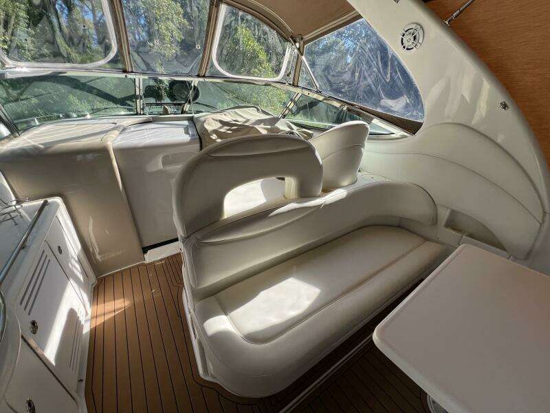 2002 Sea Ray 360 Sundancer aft seating looking forward toward helm