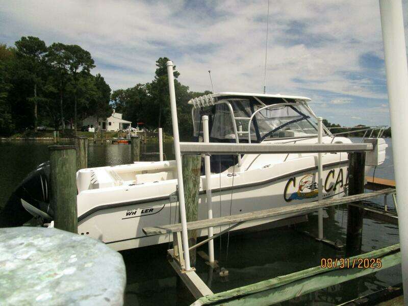 31' Boston Whaler starboard aft profile