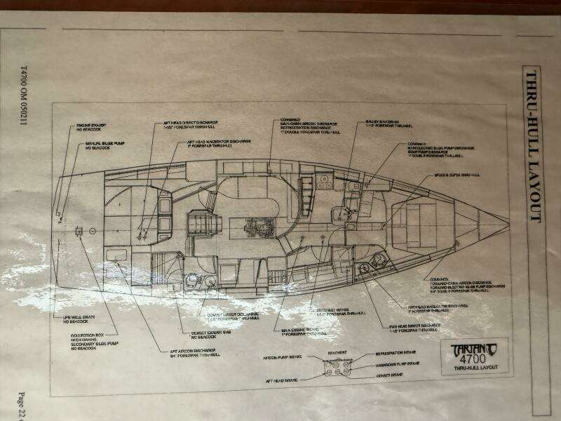 2011 Tartan 47 Glory thru-hull layout