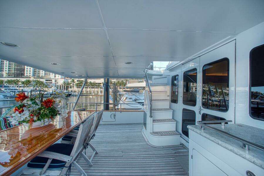 Cockpit Table and Stairs up to the Boat Deck
