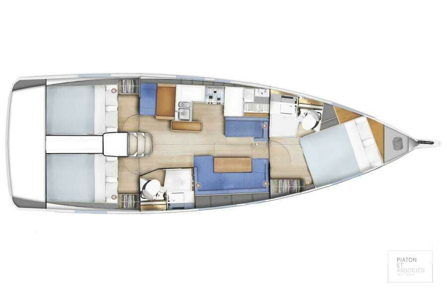 3 Cabin / 2 Head Layout