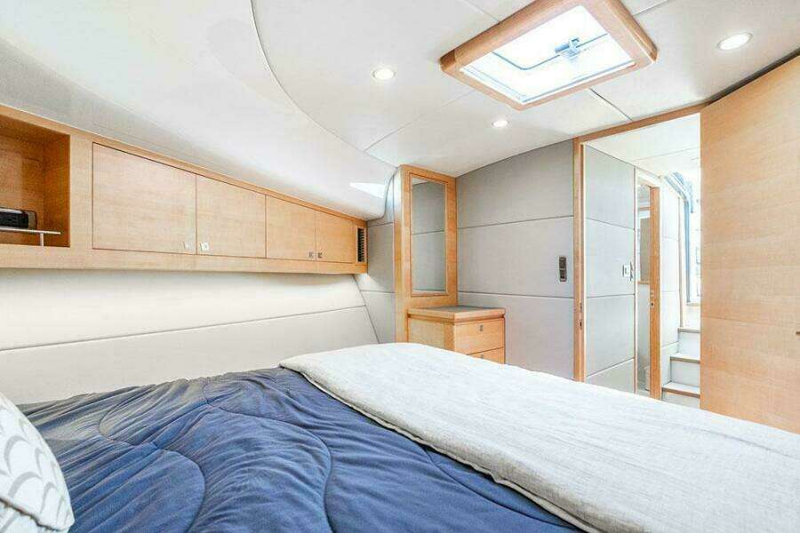 Master stateroom storage/vanity mirror