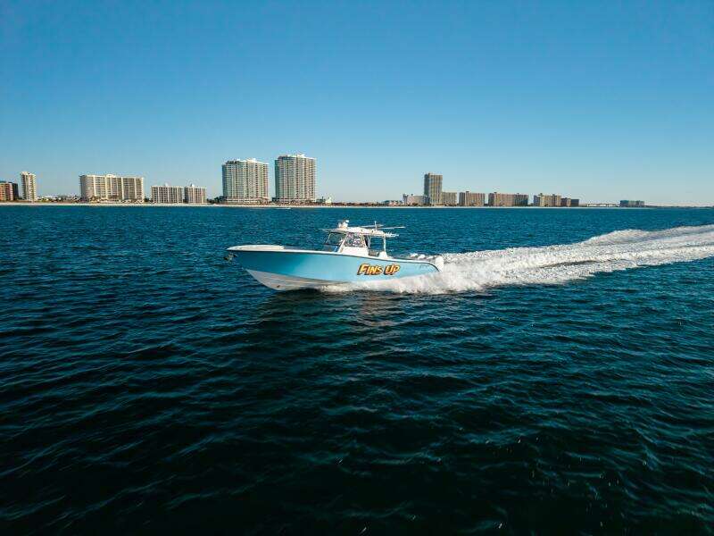 2017 42 Yellowfin Offshore Fins Up Port Side