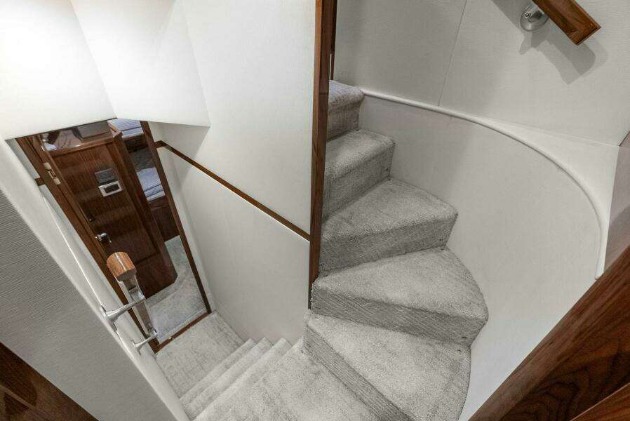 2022 Viking 68 Enclosed Bridge- PIPE DREAM- Companionway to Crew Stateroom