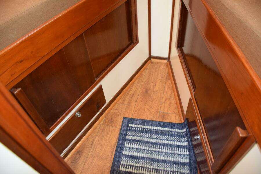 Laminate Wood Sole. Cabinets And Drawers Below The V Berth
