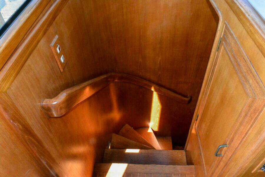 Pilothouse stairs to lower deck