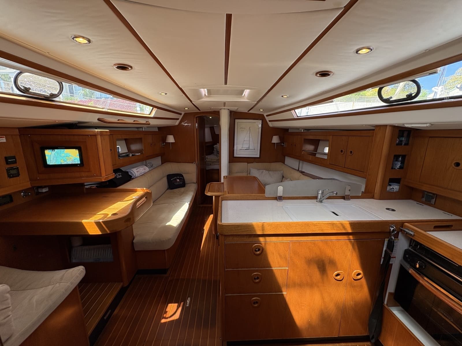 Spacious interior with Teak joinery